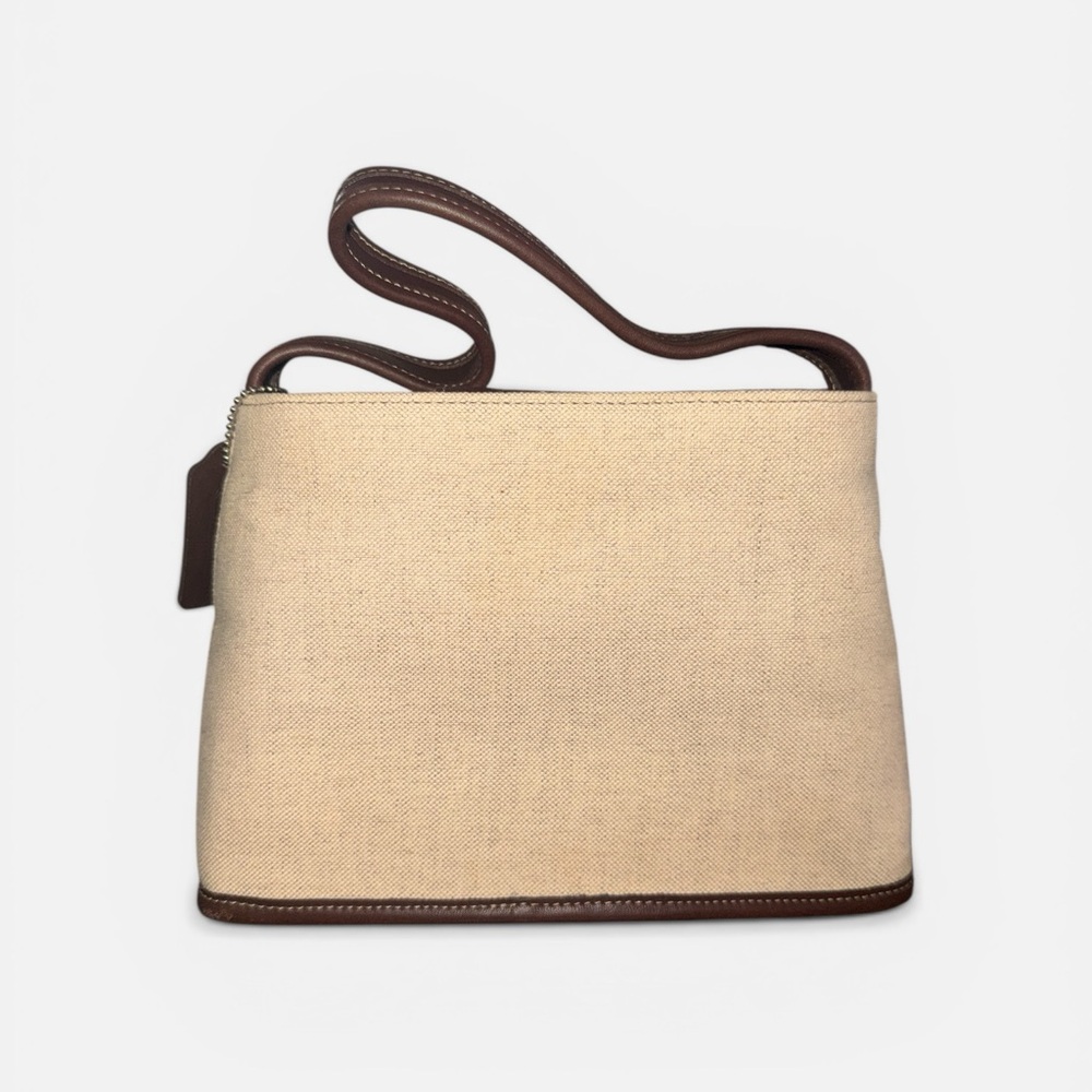 Coach Cream Canvas Bag with Brown Leather Tag w/ COA